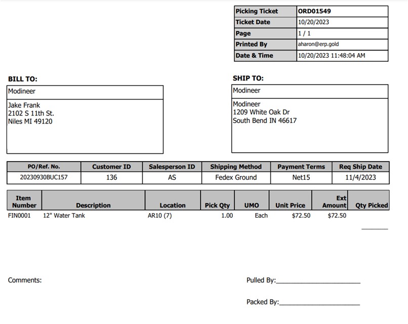 ERP Gold | Warehousing